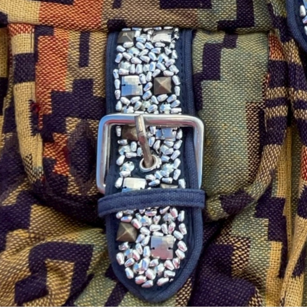UO Urban Outfitters Southwest Western Aztec Stud Accent Drawstring Backpack Bag - Picture 3 of 13